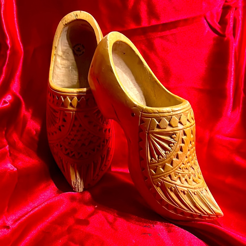 Vintage pair of hand carved Swedish clogs
